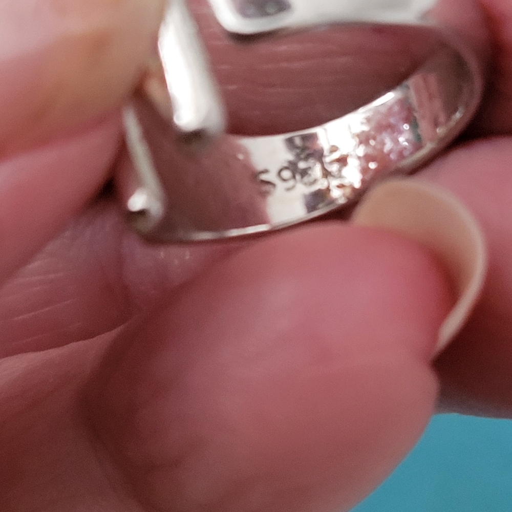 Silver Initial N Ring - image 3